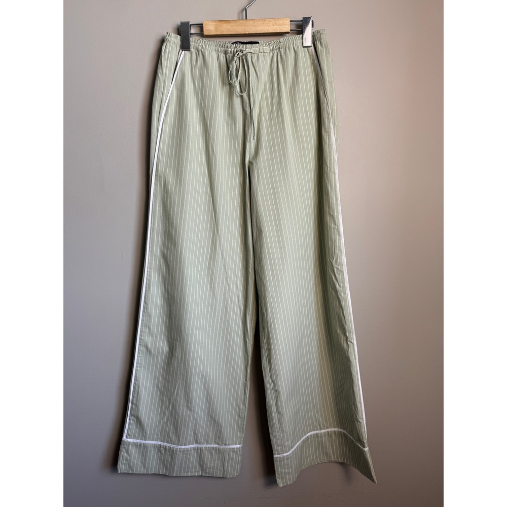 Zara Striped Wide Leg‎ Cotton Pants Small Pinstripe Coastal Preppy Pyjama-Chic